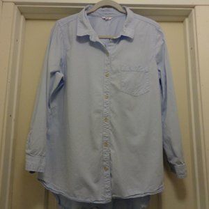 COASTAL GRANDMOTHER COUNTRY SONOMA LADIES VINTAGE STYLE BLUE WORKSHIRT BLOUSE LG
